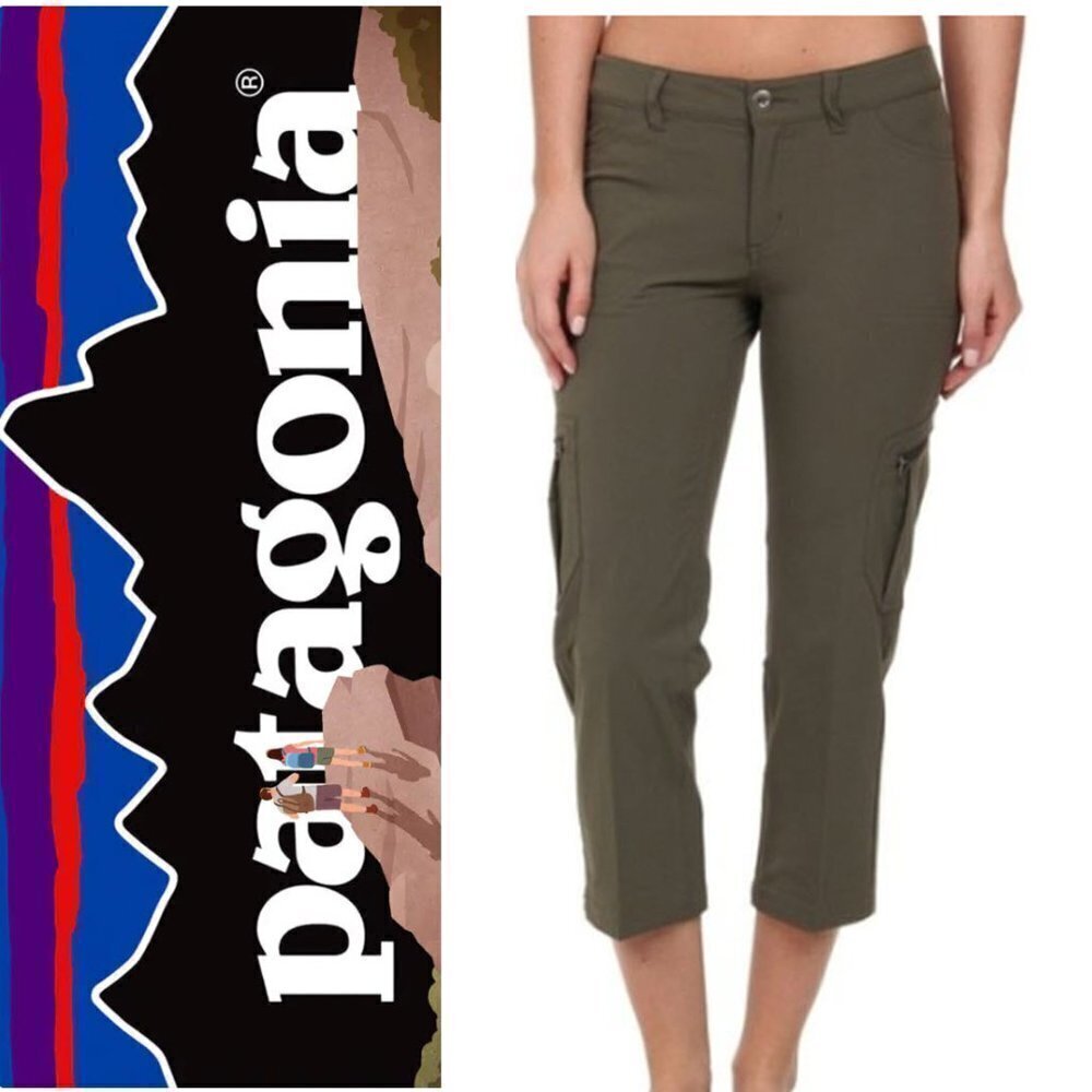 Patagonia Tribune  Pants Capri Green Hiking Outdoor Crop Pants Size 4